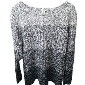 Talbots 100% Cotton Pullover Monochrome Knit Sweater Sz Large